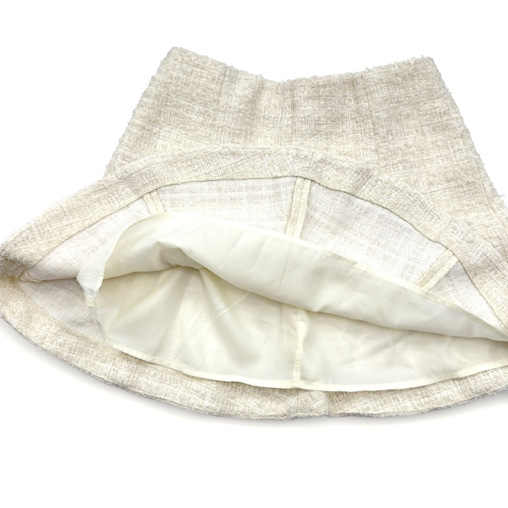 ASTR The Label S Cream Tweed Flared Mini Skirt Boucle Skater Style Preppy Chic - Picture 7 of 12